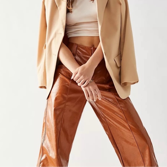 Free People Pants Star Crossed Lovers Faux Leather Vegan NWOT Size 12 - Picture 6 of 16
